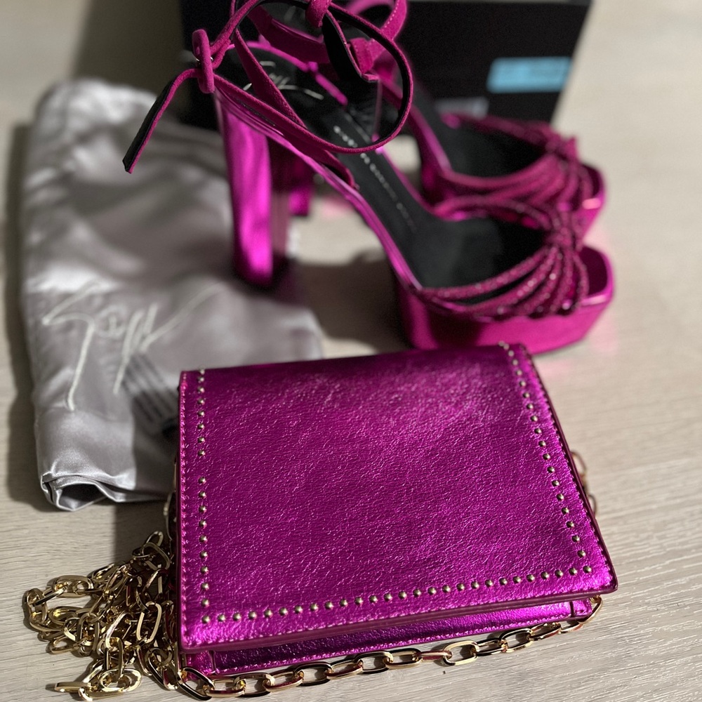 Giuseppe Zanotti Lavinia in Fuchia with matching purse by street level